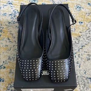 Alohas Lindy Black Studded Slingback Heels